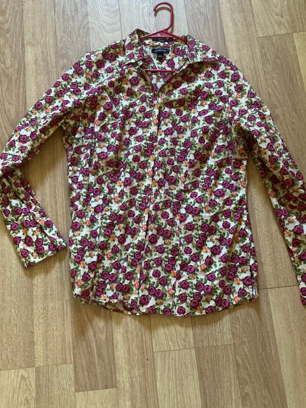 Lands End No-Iron 100% Supima Cotton Button-Down Shirt Floral 16W